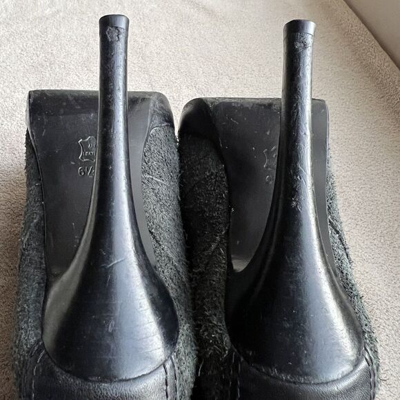 Tory Burch Hamila Dark Gray Distressed Suede Lace Up High Heel Booties Women 6.5 - Picture 12 of 16